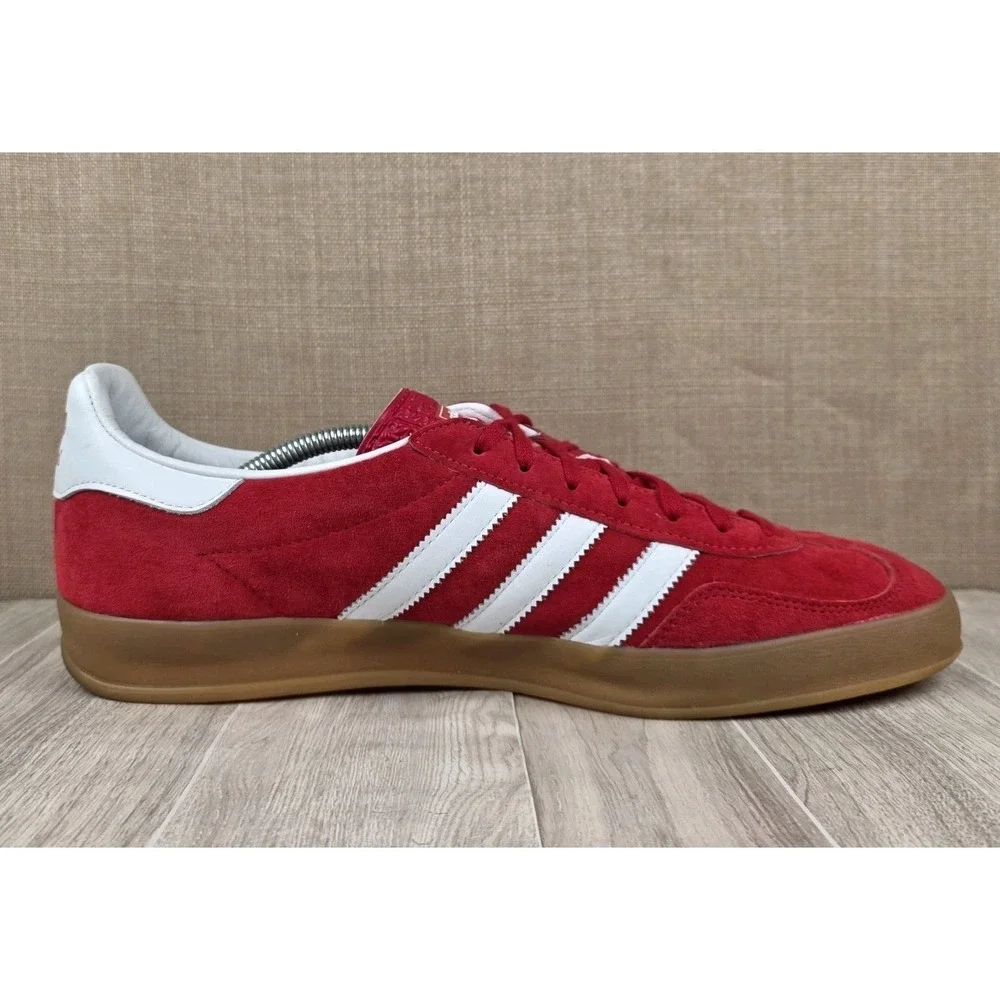 Adidas Mens 12 Gazelle Indoor Original Scarlet Red Cloud White Gum Sole Sneakers